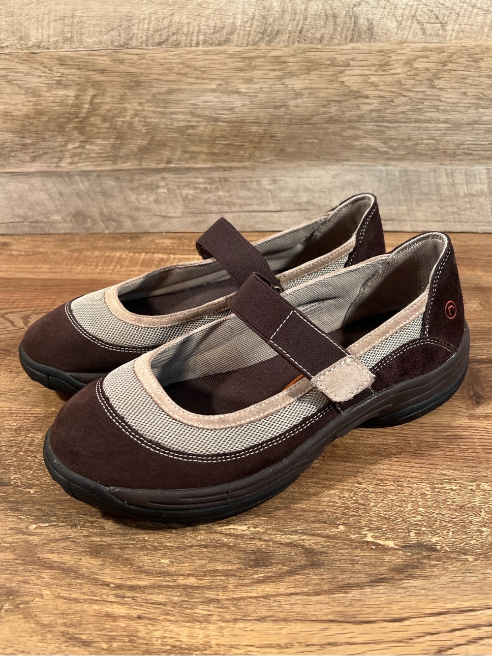 Rockport Brown and Beige Mary Jane Flats